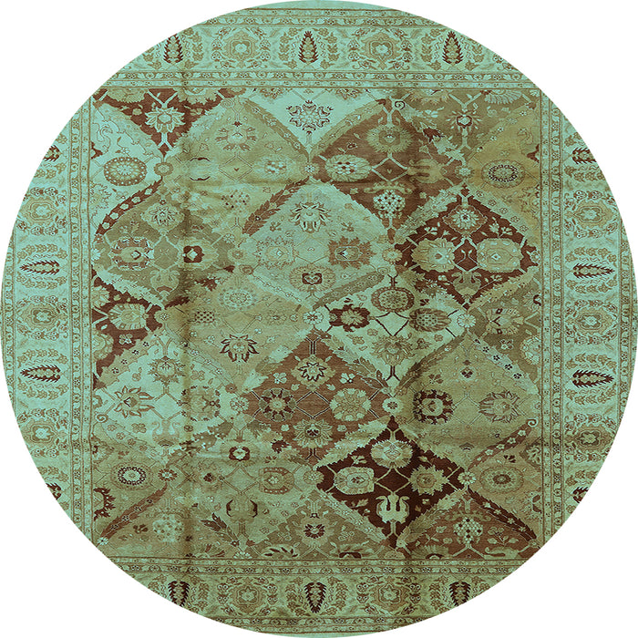 Round Oriental Light Blue Industrial Rug, urb648lblu