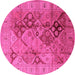 Round Oriental Pink Industrial Rug, urb648pnk