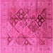 Square Machine Washable Oriental Pink Industrial Rug, wshurb648pnk