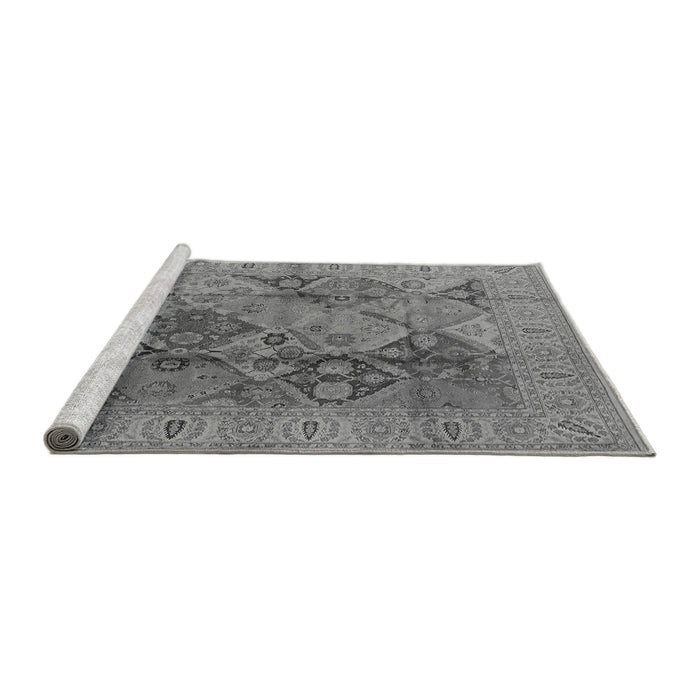 Sideview of Machine Washable Oriental Gray Industrial Rug, wshurb648gry