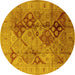 Round Oriental Yellow Industrial Rug, urb648yw