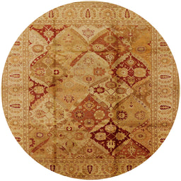Round Mid-Century Modern Orange Red Orange Oriental Rug, urb648