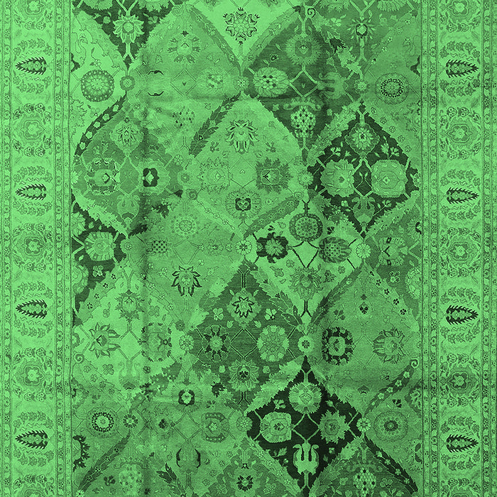 Machine Washable Oriental Emerald Green Industrial Area Rugs, wshurb648emgrn