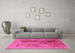 Machine Washable Oriental Pink Industrial Rug in a Living Room, wshurb648pnk