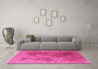 Machine Washable Oriental Pink Industrial Rug, wshurb648pnk