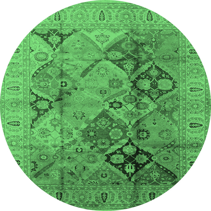 Round Oriental Emerald Green Industrial Rug, urb648emgrn