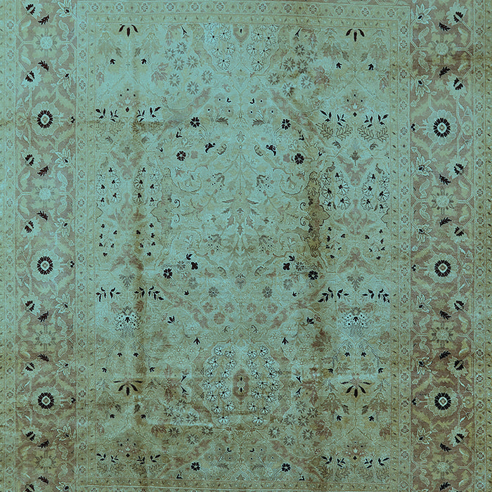 Machine Washable Oriental Light Blue Industrial Rug, wshurb649lblu