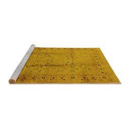 Sideview of Machine Washable Oriental Yellow Industrial Rug, wshurb649yw