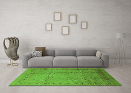 Machine Washable Oriental Green Industrial Area Rugs in a Living Room,, wshurb649grn