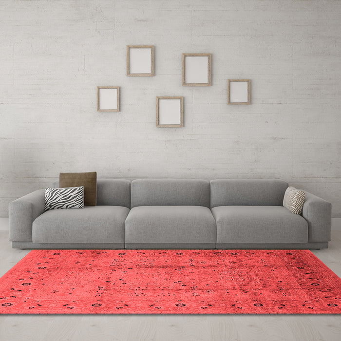 Industrial Red Washable Rugs