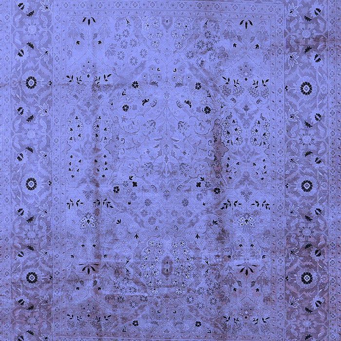 Machine Washable Oriental Blue Industrial Rug, wshurb649blu