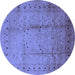 Round Oriental Blue Industrial Rug, urb649blu