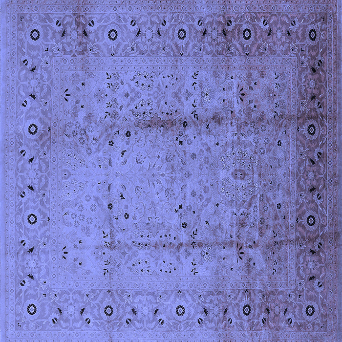 Square Machine Washable Oriental Blue Industrial Rug, wshurb649blu
