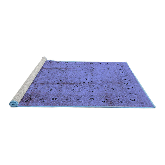 Sideview of Machine Washable Oriental Blue Industrial Rug, wshurb649blu