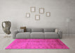 Machine Washable Oriental Pink Industrial Rug in a Living Room, wshurb649pnk