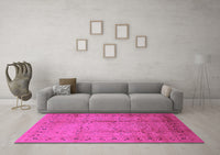 Machine Washable Oriental Pink Industrial Rug, wshurb649pnk