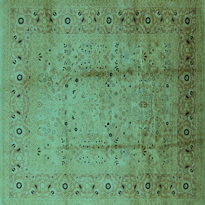 Square Oriental Turquoise Industrial Rug, urb649turq