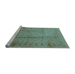 Sideview of Machine Washable Oriental Light Blue Industrial Rug, wshurb649lblu