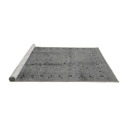 Sideview of Machine Washable Oriental Gray Industrial Rug, wshurb649gry
