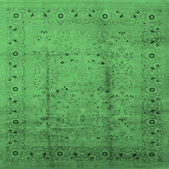 Square Oriental Emerald Green Industrial Rug, urb649emgrn