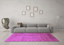 Machine Washable Oriental Purple Industrial Area Rugs in a Living Room, wshurb649pur