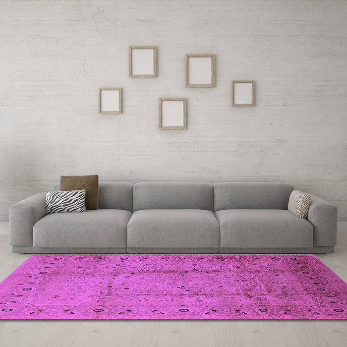 Machine Washable Oriental Purple Industrial Area Rugs in a Living Room, wshurb649pur