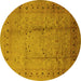 Round Oriental Yellow Industrial Rug, urb649yw