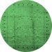 Round Oriental Emerald Green Industrial Rug, urb649emgrn