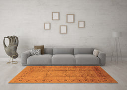 Machine Washable Oriental Orange Industrial Area Rugs in a Living Room, wshurb649org