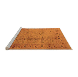 Sideview of Machine Washable Oriental Orange Industrial Area Rugs, wshurb649org