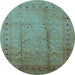 Round Oriental Light Blue Industrial Rug, urb649lblu