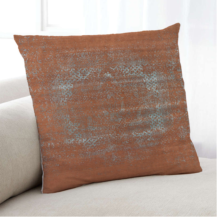 Lifestyle Image of Mid-Century Modern Urban Square Red Throw Pillow, 18 inch by 18 inch, pwurb64