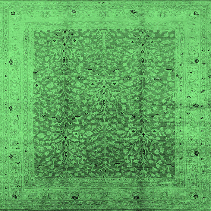 Square Oriental Emerald Green Industrial Rug, urb650emgrn