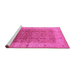 Sideview of Machine Washable Oriental Pink Industrial Rug, wshurb650pnk