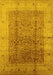 Machine Washable Oriental Yellow Industrial Rug, wshurb650yw