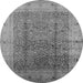 Round Machine Washable Oriental Gray Industrial Rug, wshurb650gry