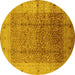 Round Oriental Yellow Industrial Rug, urb650yw