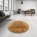 Round Mid-Century Modern Orange Oriental Rug in a Office, urb650