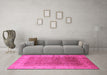 Machine Washable Oriental Pink Industrial Rug in a Living Room, wshurb650pnk