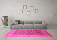 Machine Washable Oriental Pink Industrial Rug, wshurb650pnk