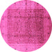 Round Oriental Pink Industrial Rug, urb650pnk