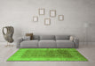 Machine Washable Oriental Green Industrial Area Rugs in a Living Room,, wshurb650grn