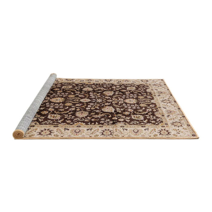 Sideview of Machine Washable Industrial Modern Brown Rug, wshurb651