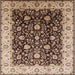 Square Machine Washable Industrial Modern Brown Rug, wshurb651