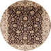 Round Mid-Century Modern Brown Oriental Rug, urb651