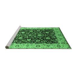Sideview of Machine Washable Oriental Emerald Green Industrial Area Rugs, wshurb651emgrn