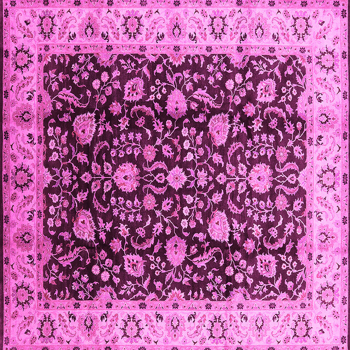 Square Machine Washable Oriental Pink Industrial Rug, wshurb651pnk