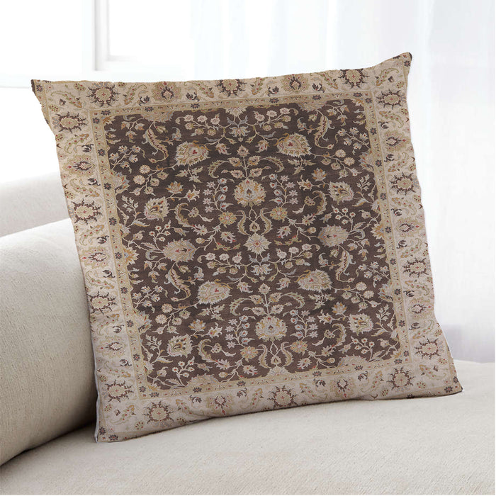 Lifestyle Image of Mid-Century Modern Urban Square Brown Throw Pillow, 18 inch by 18 inch, pwurb651