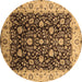 Round Machine Washable Oriental Brown Industrial Rug, wshurb651brn