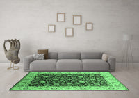 Machine Washable Oriental Emerald Green Industrial Rug, wshurb651emgrn